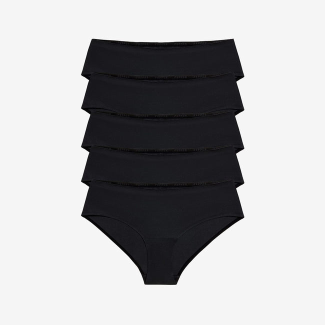 Simply Smooth No Show Hiphugger 5 Pack Black