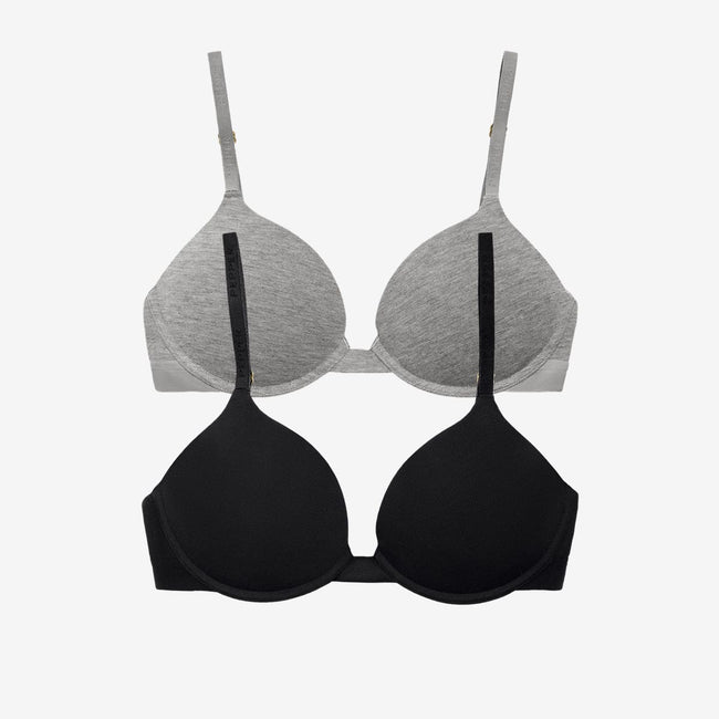 Supima® Cotton Lift Up Bra Duo Black/Heather Grey