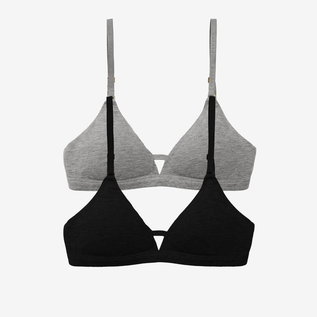 Supima® Cotton Wirefree Bra Duo Black/Heather Grey