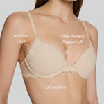 All Over Lace Lift Up Bra Sand