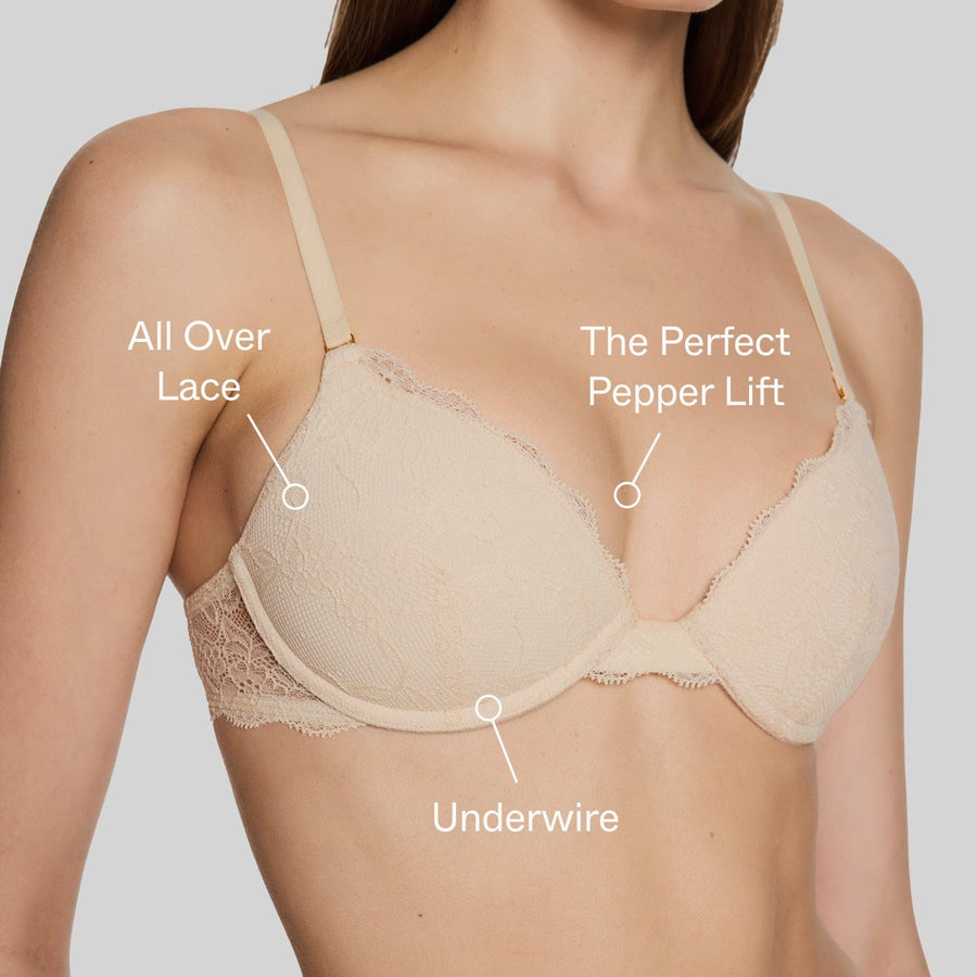 All Over Lace Lift Up Bra Sand