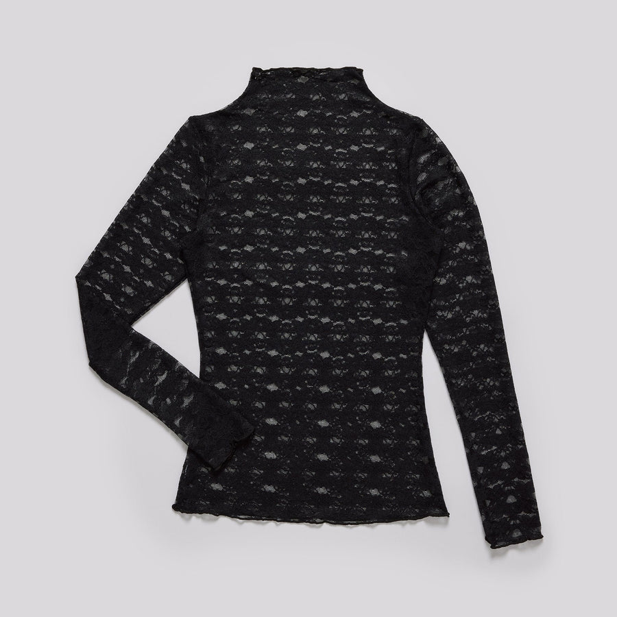 Lace Long Sleeve Top Black
