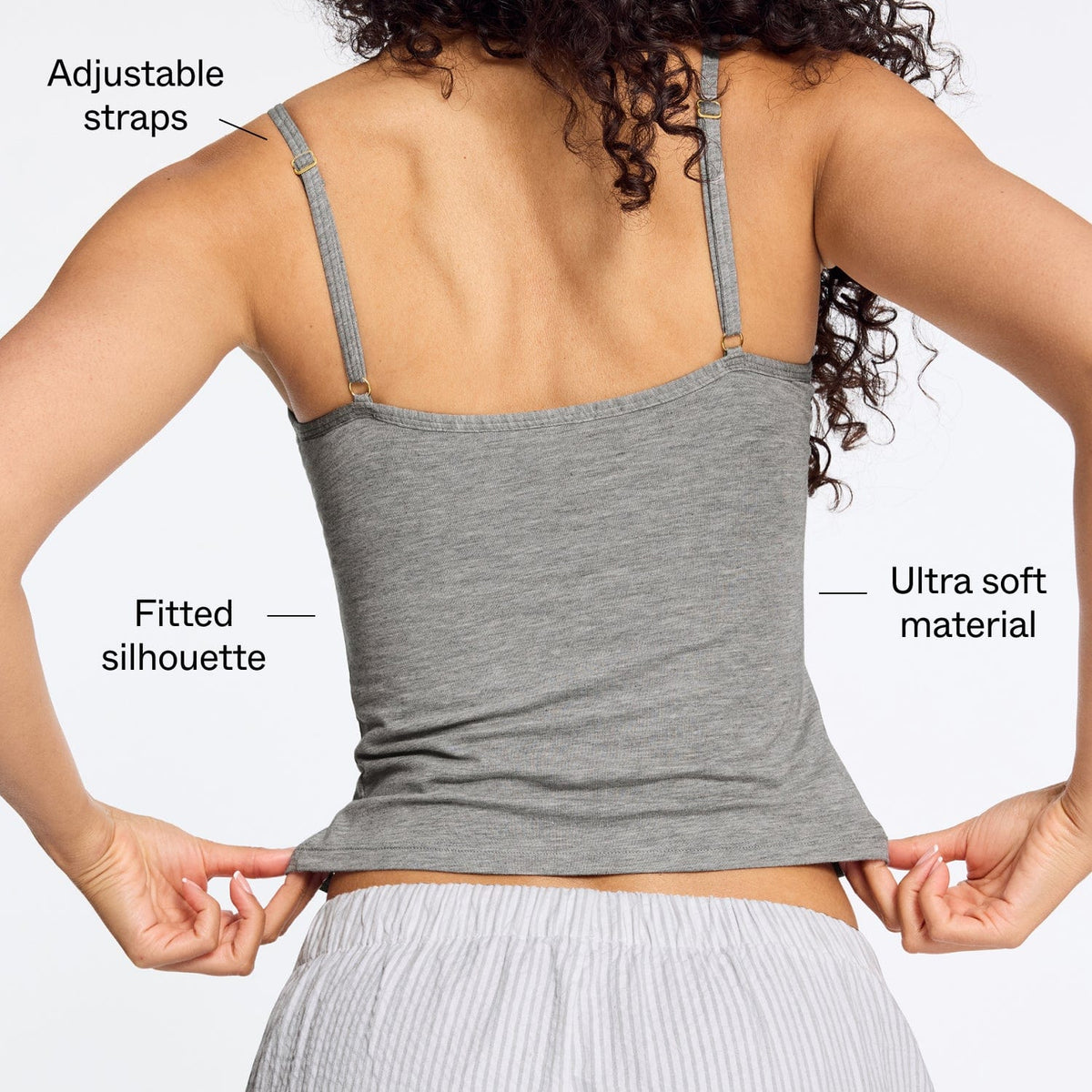 Supima® Cotton Cami Bra Heather Grey
