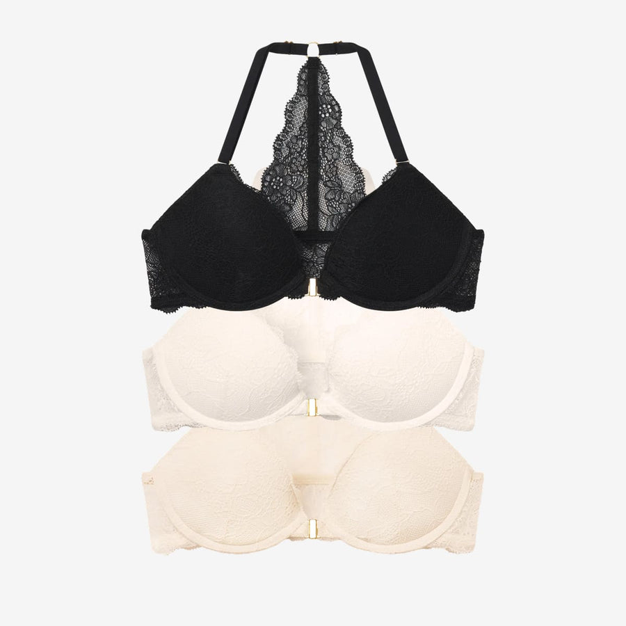 Lace Racerback Lift Up Bra Trio Bundle