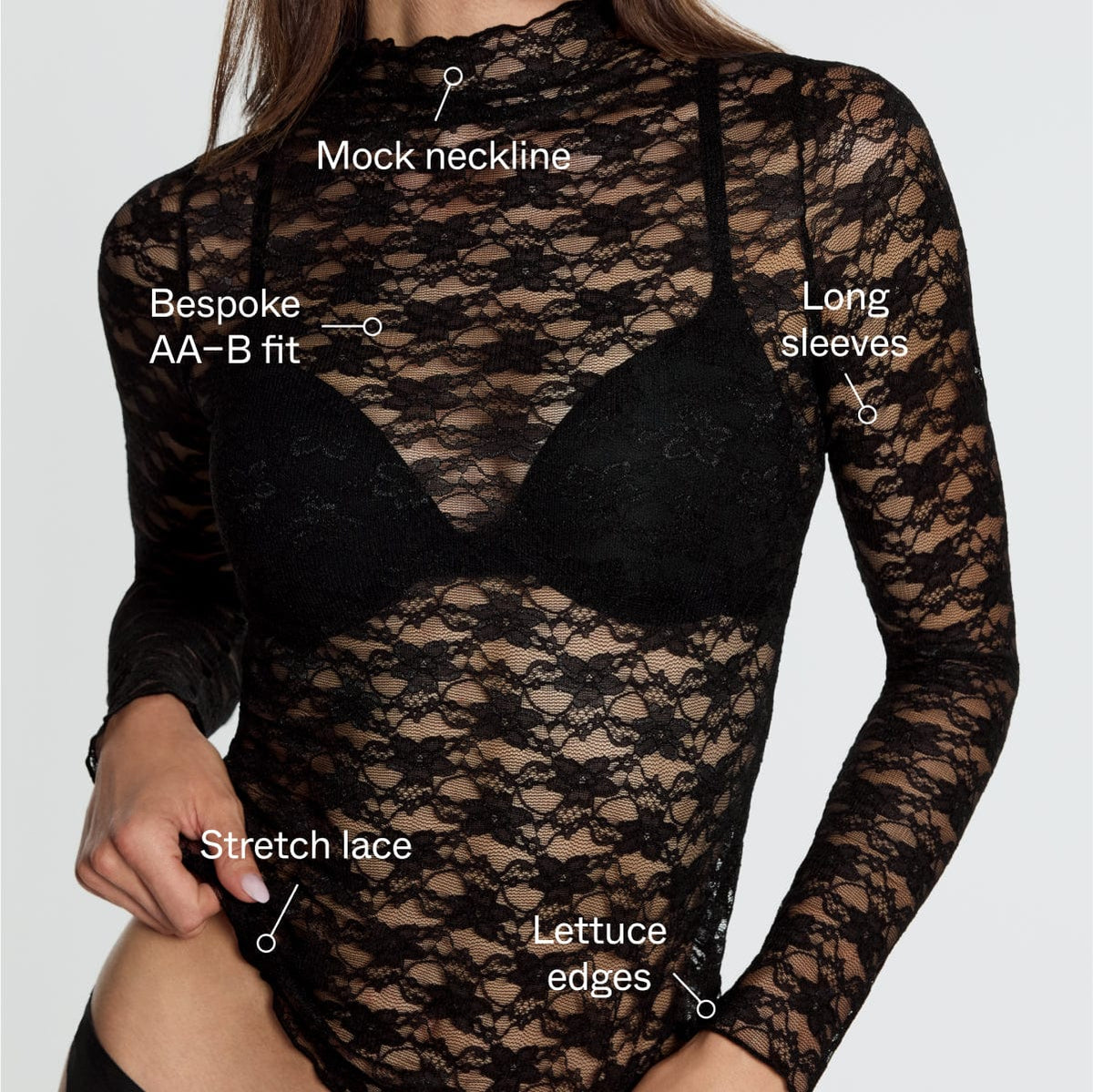 Lace Long Sleeve Top Black