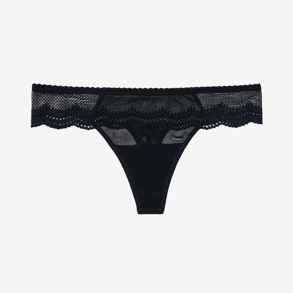 Signature Lace Thong Black