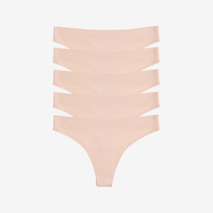Simply Smooth No Show Thong 5 Pack Buff