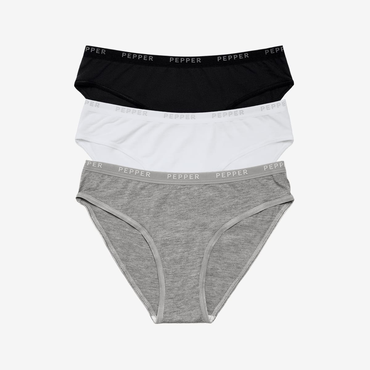 Supima® Cotton Bikini 3 Pack Heather Grey/White/Black
