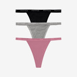 Supima® Cotton String Thong 3 Pack Lilas/Heather Grey/Black