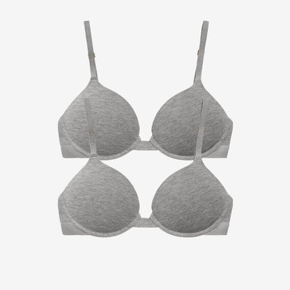 Supima® Cotton Lift Up Bra Duo Heather Grey