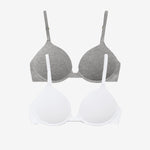 Supima® Cotton Lift Up Bra Duo White/Heather Grey