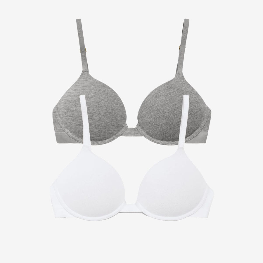 Supima® Cotton Lift Up Bra Duo White/Heather Grey