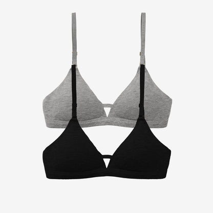 Supima® Cotton Wirefree Bra Duo Black/Heather Grey